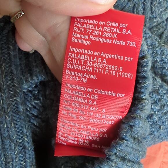 Christian Lacroix Blue Cable Knit 100% Cotton Sweater Premium Button Cardigan M - Picture 4 of 6